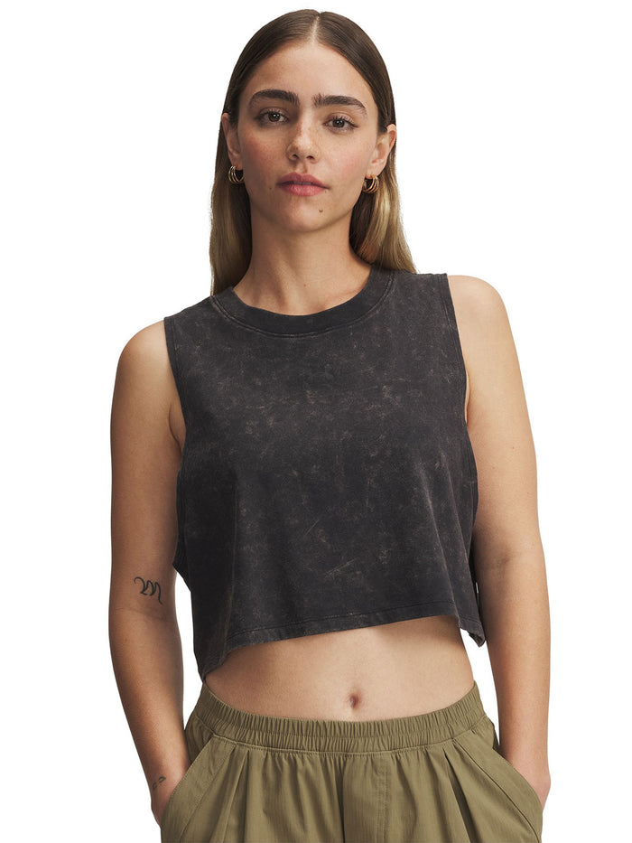 UA Branded Wash Crop Tank Polera Sin Mangas negro para mujer