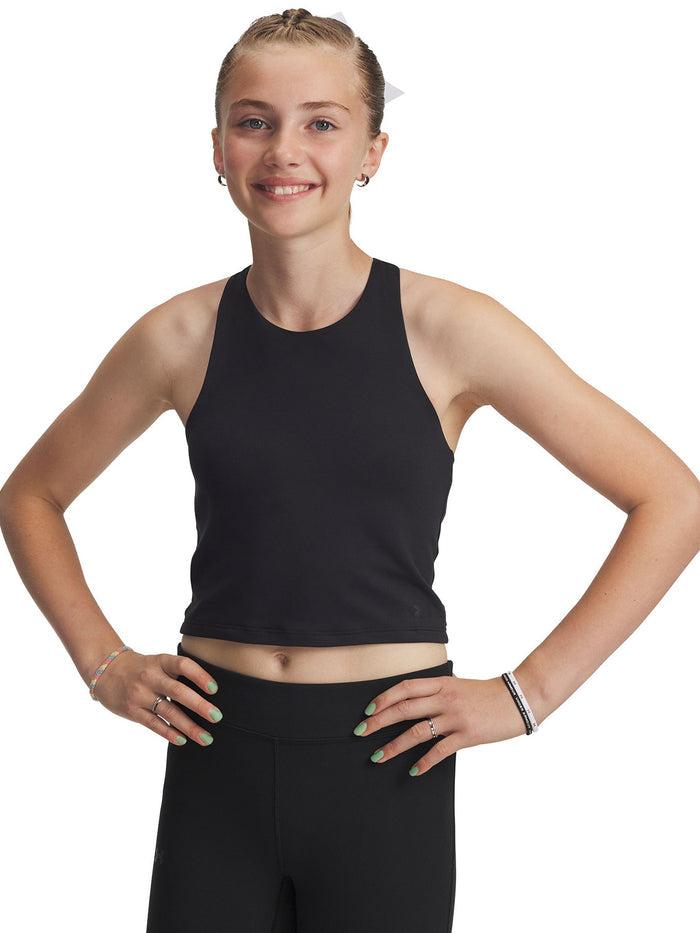 UA Motion Crop Tank Polera Sin Mangas negro para niña