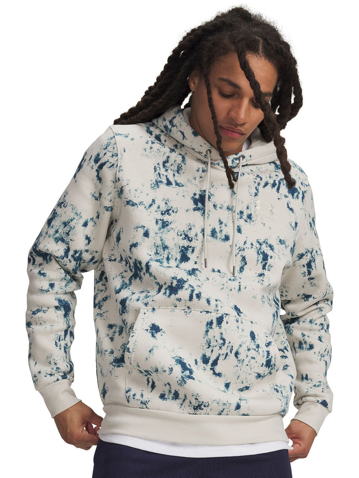 UA Icon Fleece Printed Hoodie Poleron blanco para hombre