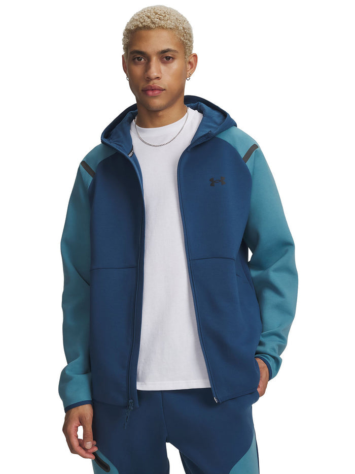 UA Unstoppable Fleece Full Zip Poleron azul para hombre