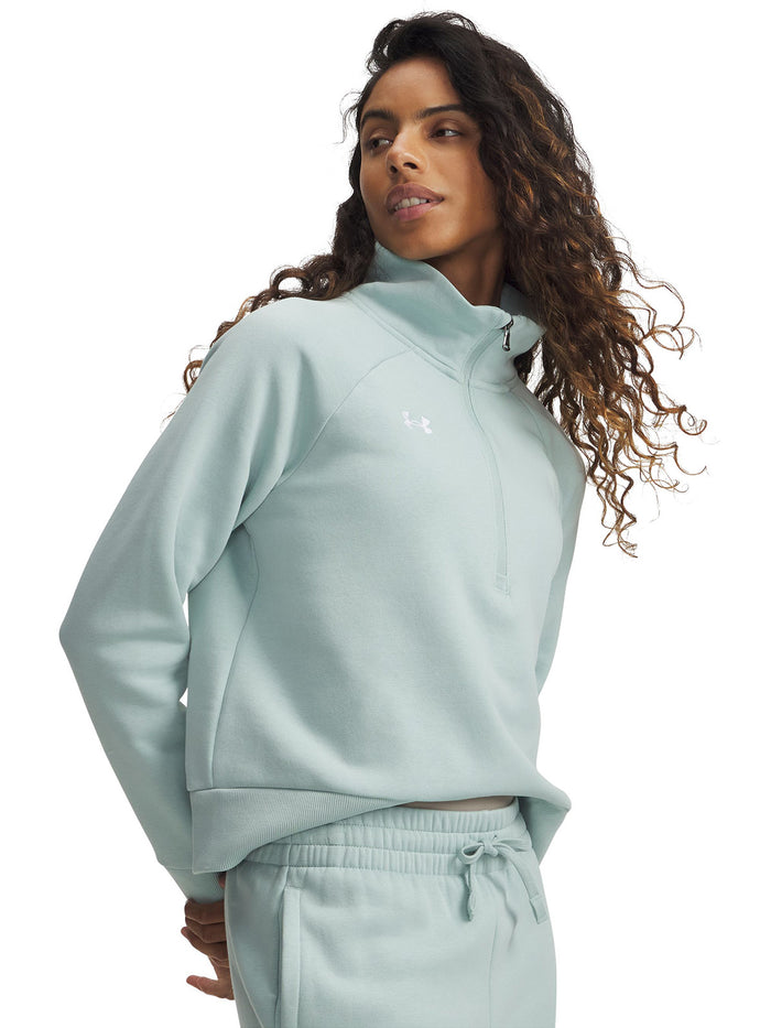 UA Rival Fleece Medio Zip Poleron azul para mujer