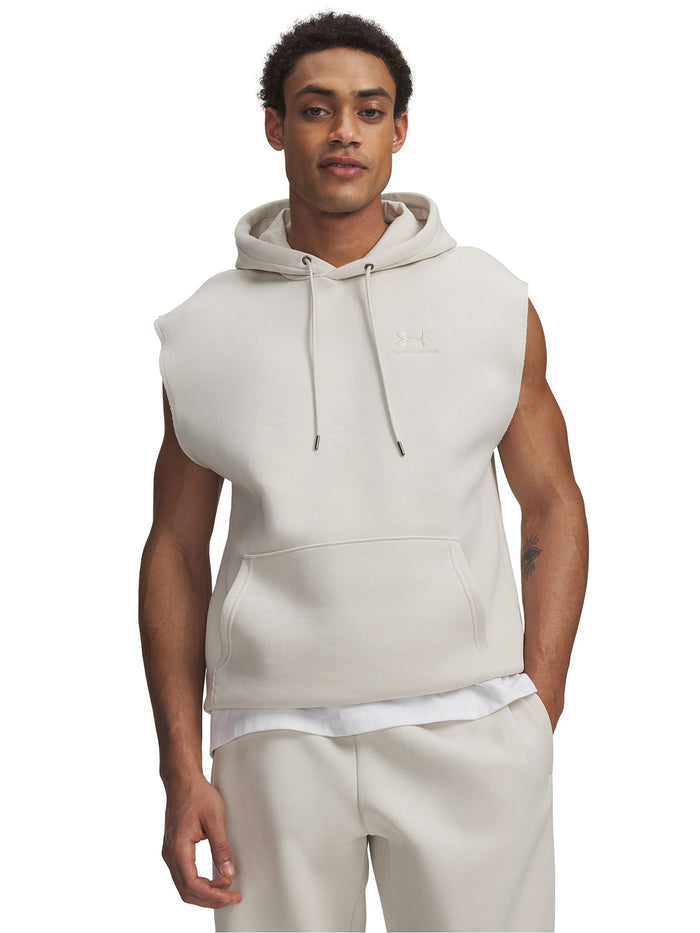 Poleron sin manga UA Icon Fleece blanco para hombre