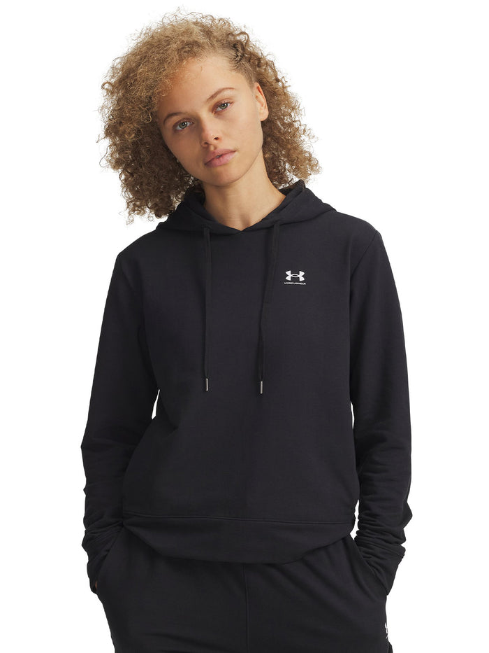 UA Sport Terry Hoodie Poleron negro para mujer