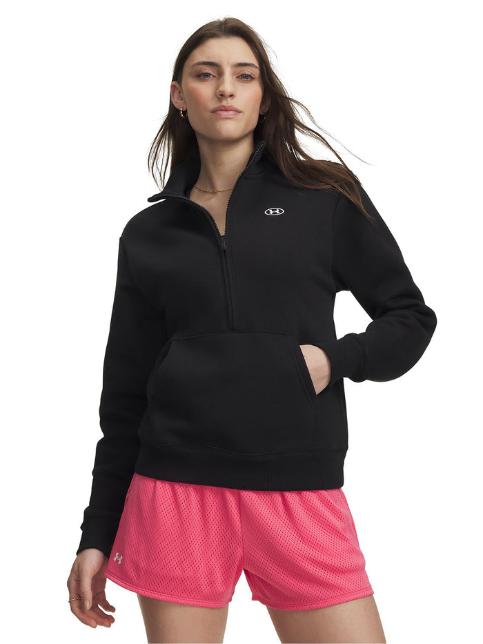 Poleron UA Rival Fleece ½ Zip negro para mujer