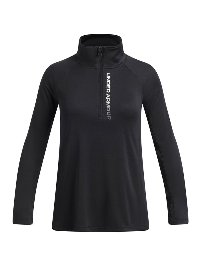 Poleron UA Tech Branded ½ Zip negro para niña