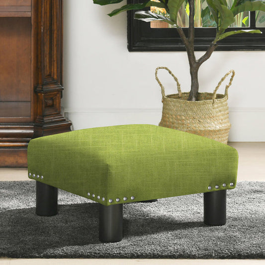 Pouf d'appoint carré Nahja 16" en mélange de coton chartreuse vif