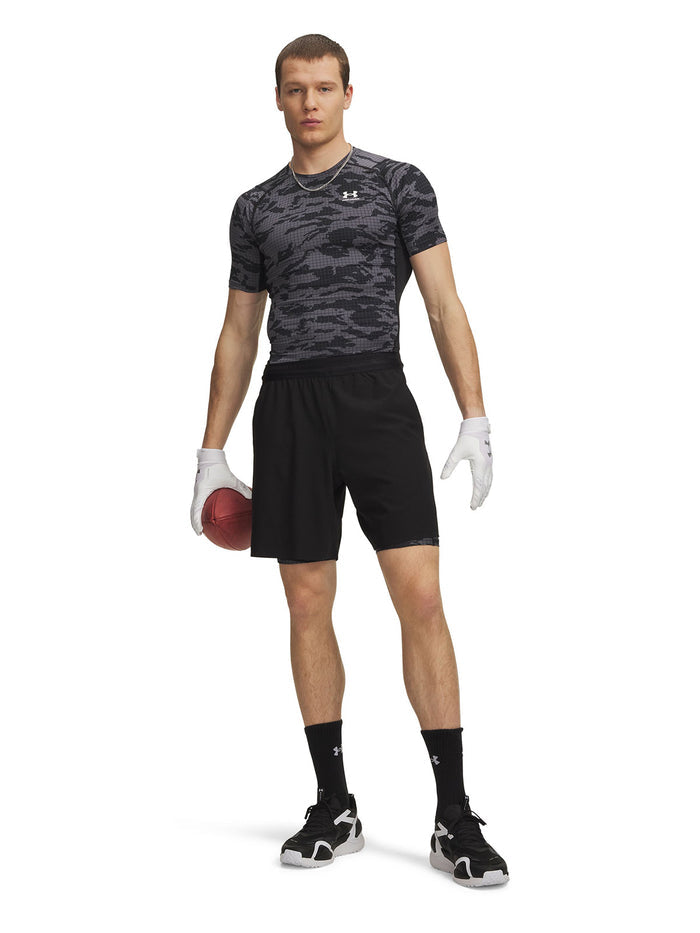 UA HeatGear Printed Primera Capa Inferior negro para hombre