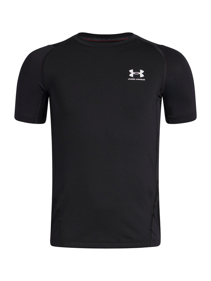 UA HeatGear Armour SS Primera Capa Superior negro para niño