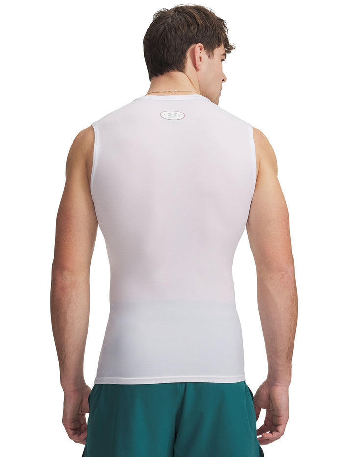 UA HG Elite Compression SL Primera Capa Superior blanca para hombre