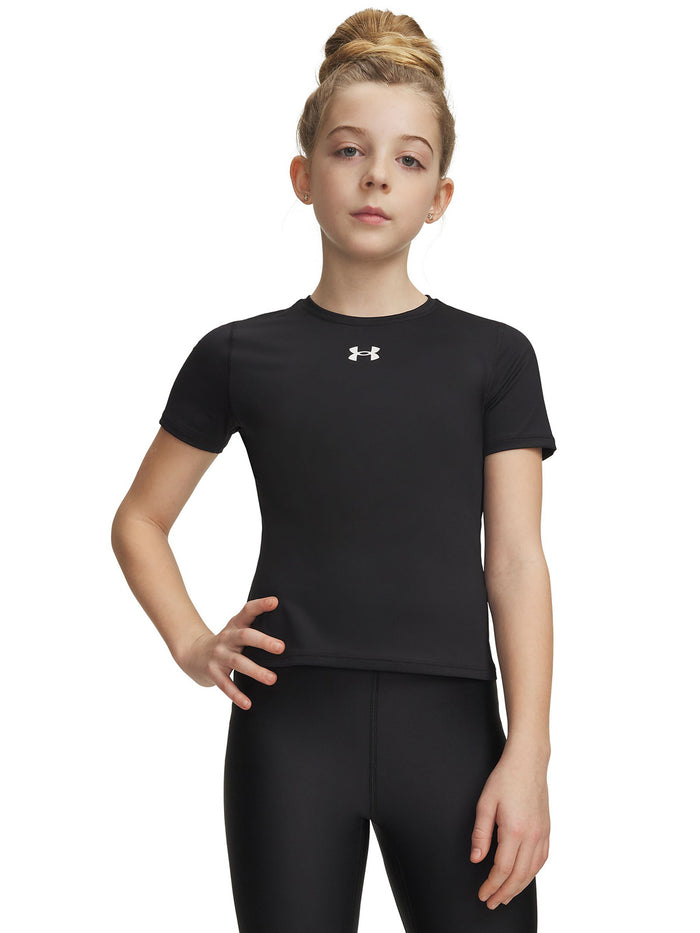 UA G HeatGear SS Primera Capa Superior negro para niña