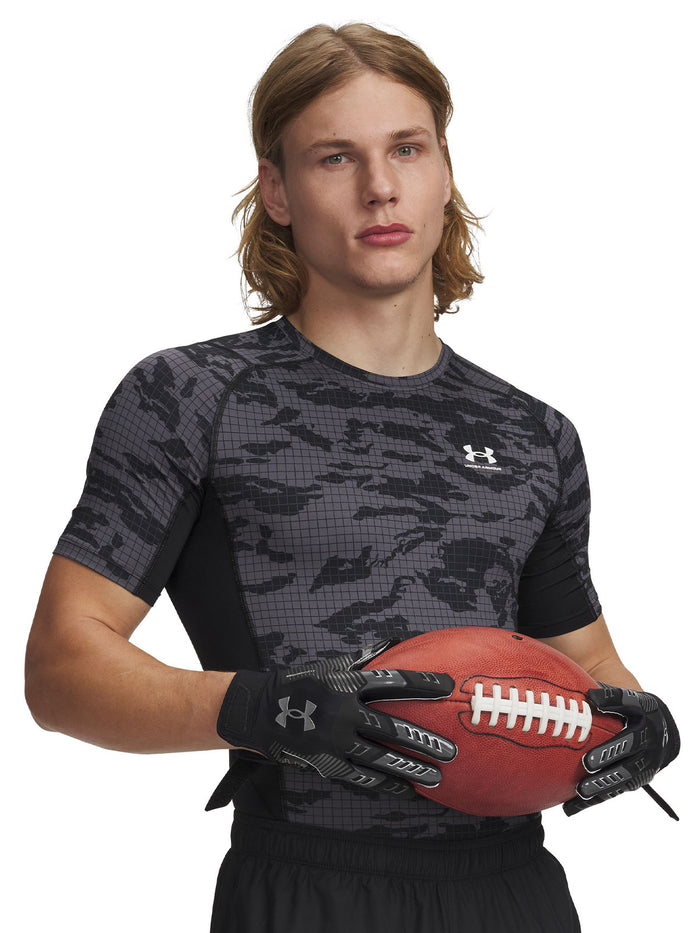 UA HeatGear Printed SS Primera Capa Superior negro para hombre
