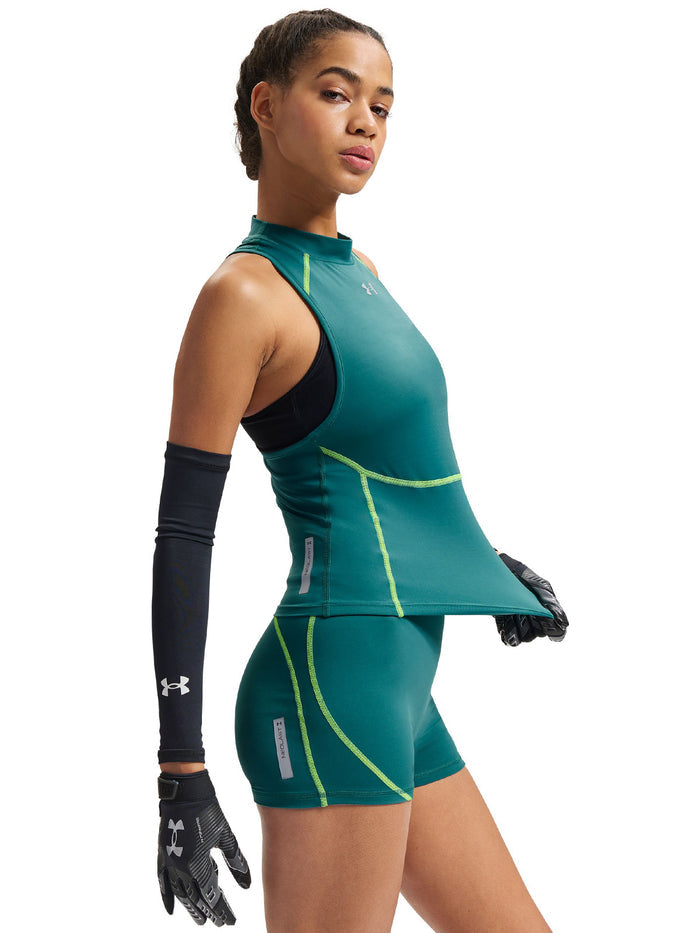 UA HeatGear Elite Mock Tank Primera Capa Superior verde para mujer