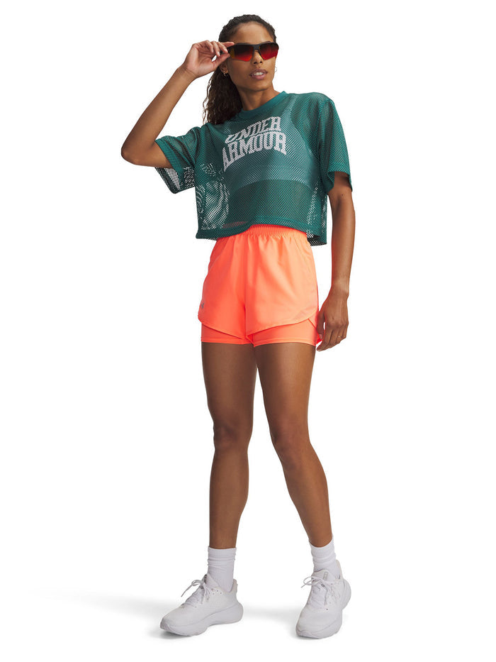 UA Fly By 2 en 1 Short naranjo para mujer