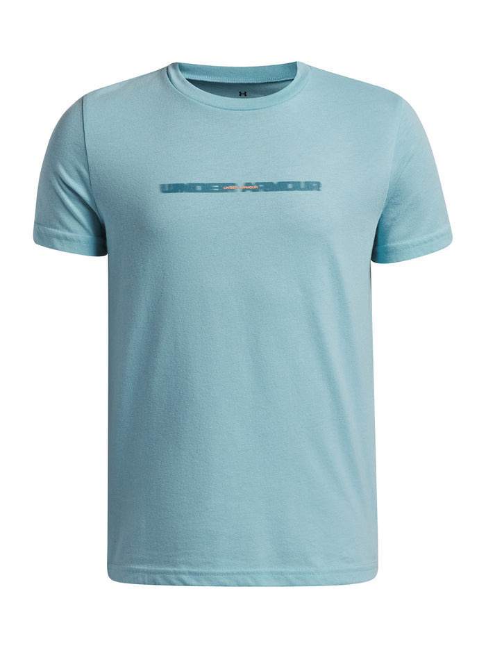 UA B Wordmark Blur SS Polera Manga Corta azul para niño