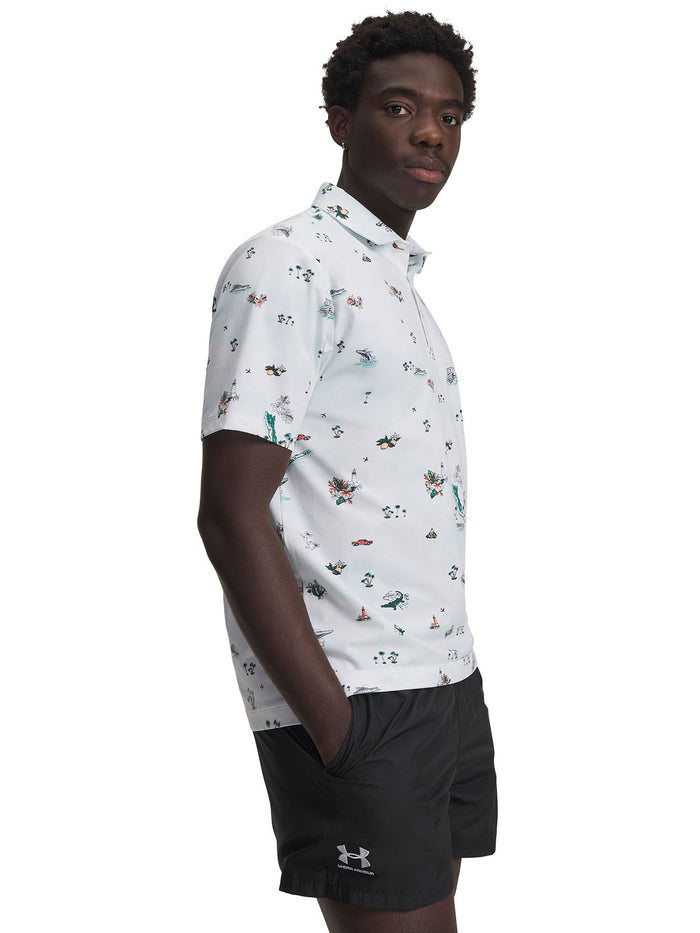 UA Drive Golf Trip Printed Polo Polera Manga Corta blanco para hombre