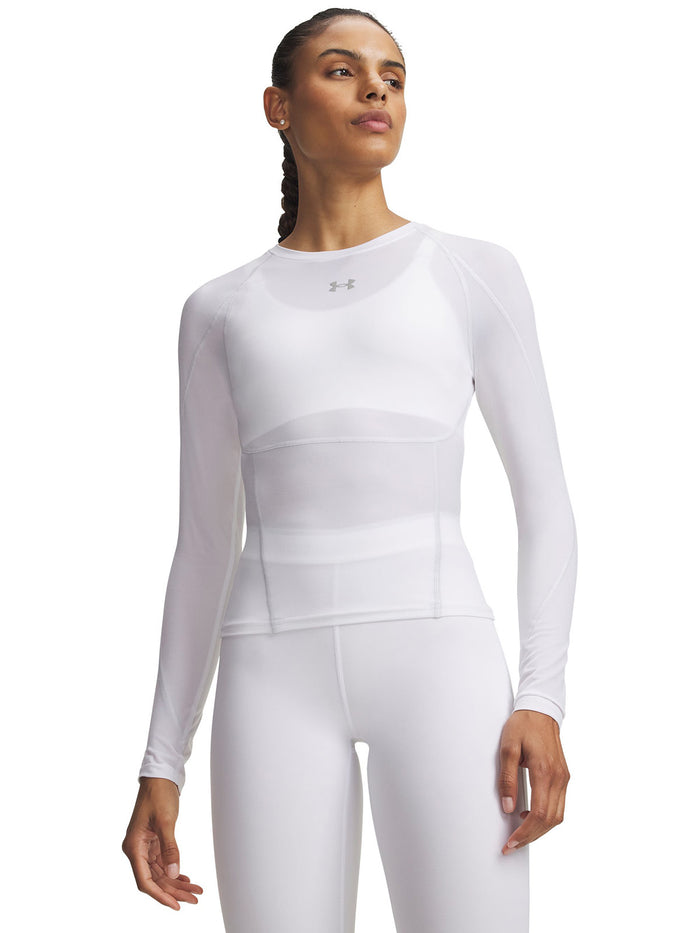 UA HeatGear Elite LS Primera Capa Superior blanco para mujer