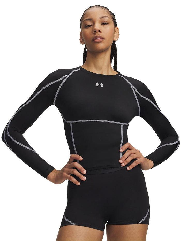 UA HeatGear Elite LS Primera Capa Superior negra para mujer