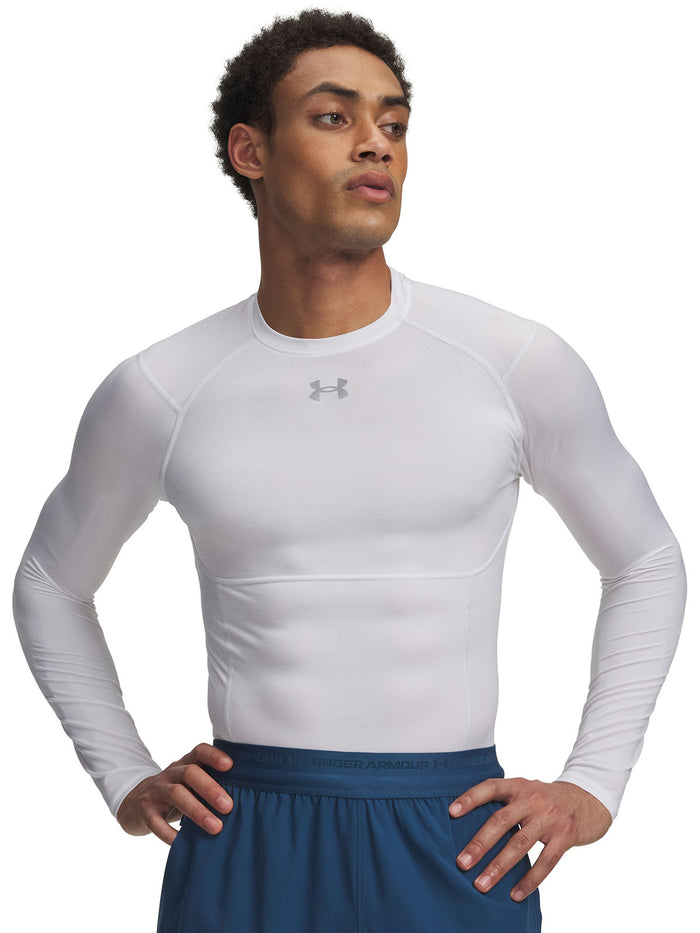 UA HG Elite Comp LS Primera Capa Superior blanco para hombre