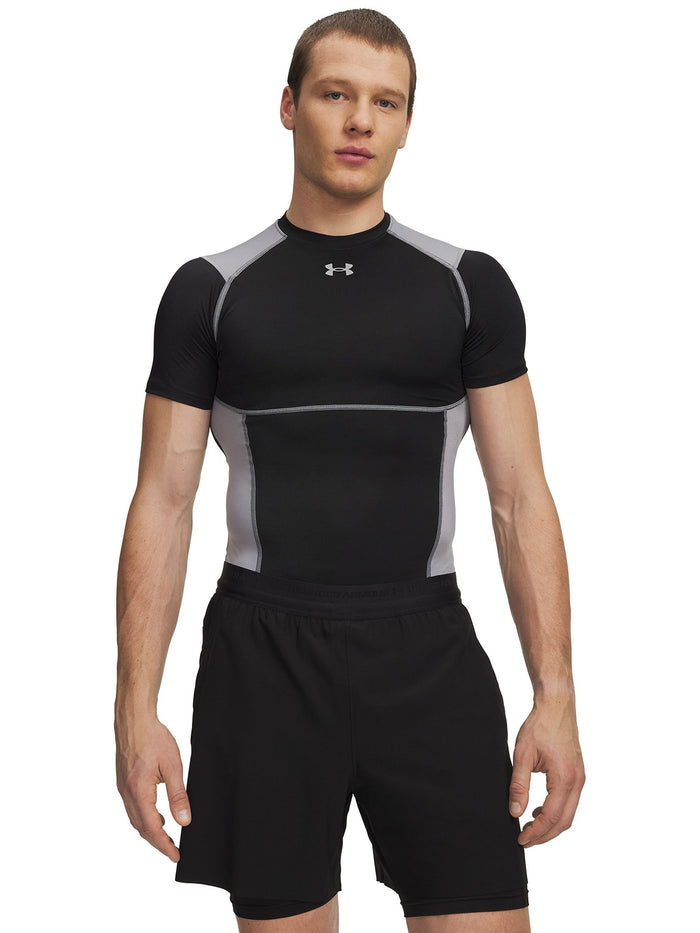 UA HG Elite Comp SS Primera Capa Superior negro para hombre