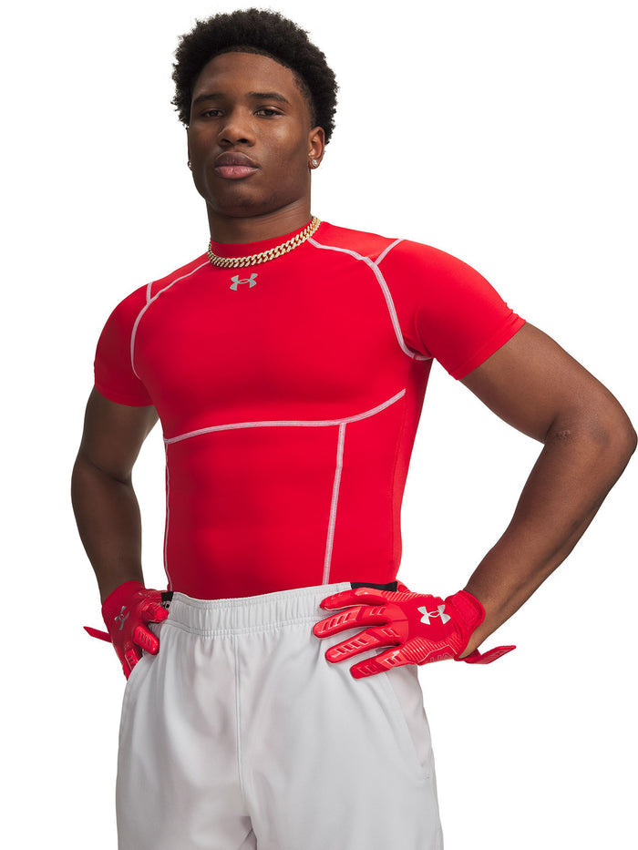 UA HG Elite Comp SS Primera Capa Superior roja para hombre