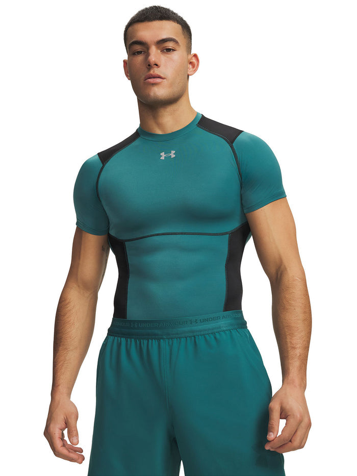 UA HG Elite Comp SS Primera Capa Superior verde para hombre