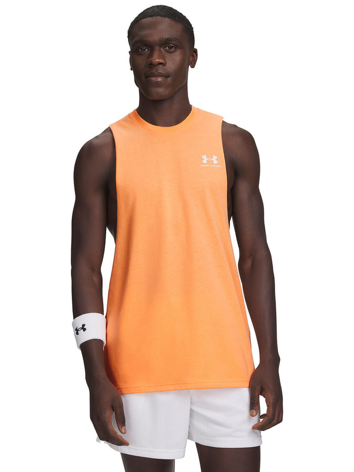 UA Left Chest Cut-Off Polera sin mangas naranjo para hombre