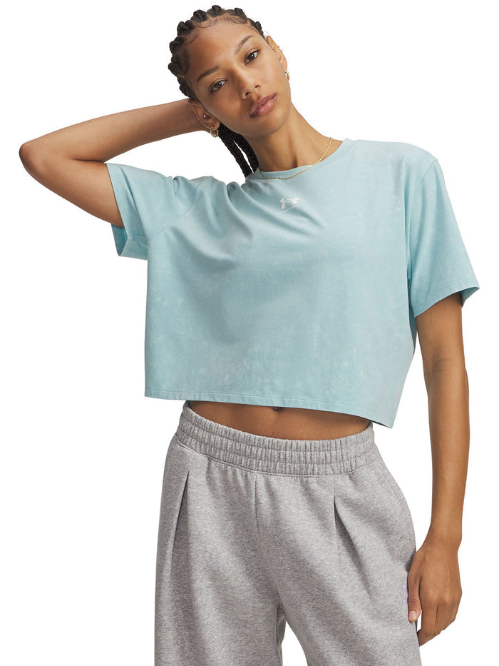 UA Rival Boxy Wash Polera Manga Corta azul para mujer