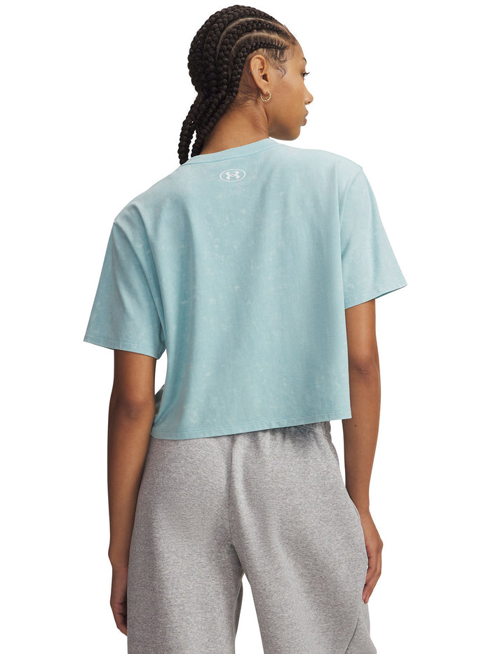 UA Rival Boxy Wash Polera Manga Corta azul para mujer