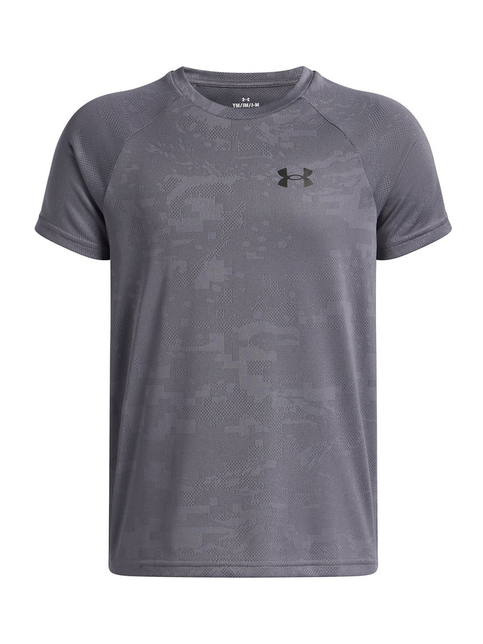 UA Tech Jacquard 2.0 Polera Manga Corta gris para niño
