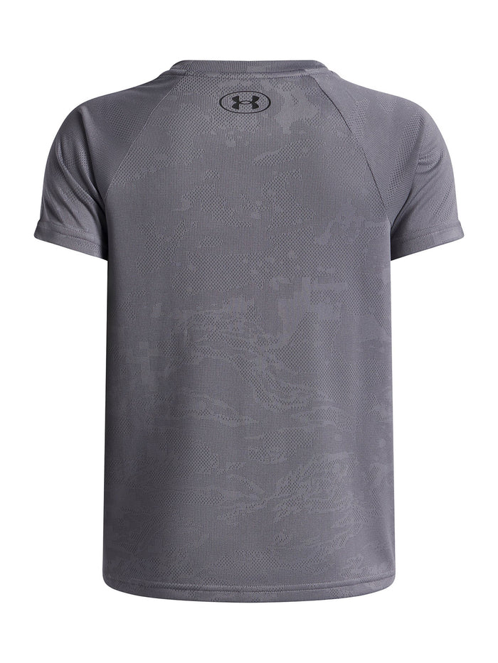 UA Tech Jacquard 2.0 Polera Manga Corta gris para niño