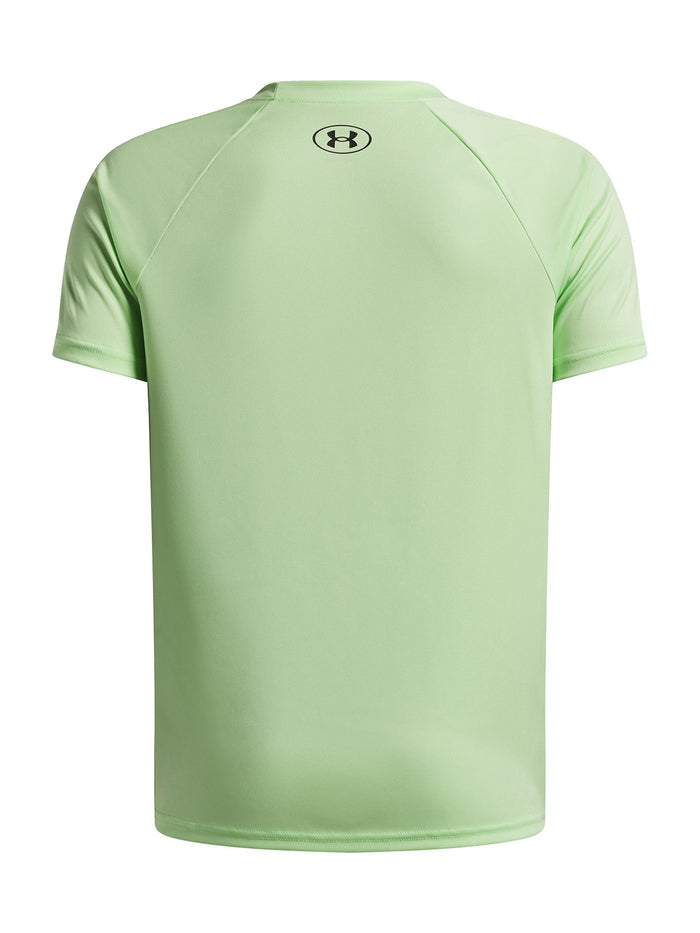 UA Tech Split Wordmark Polera Manga Corta verde para niño