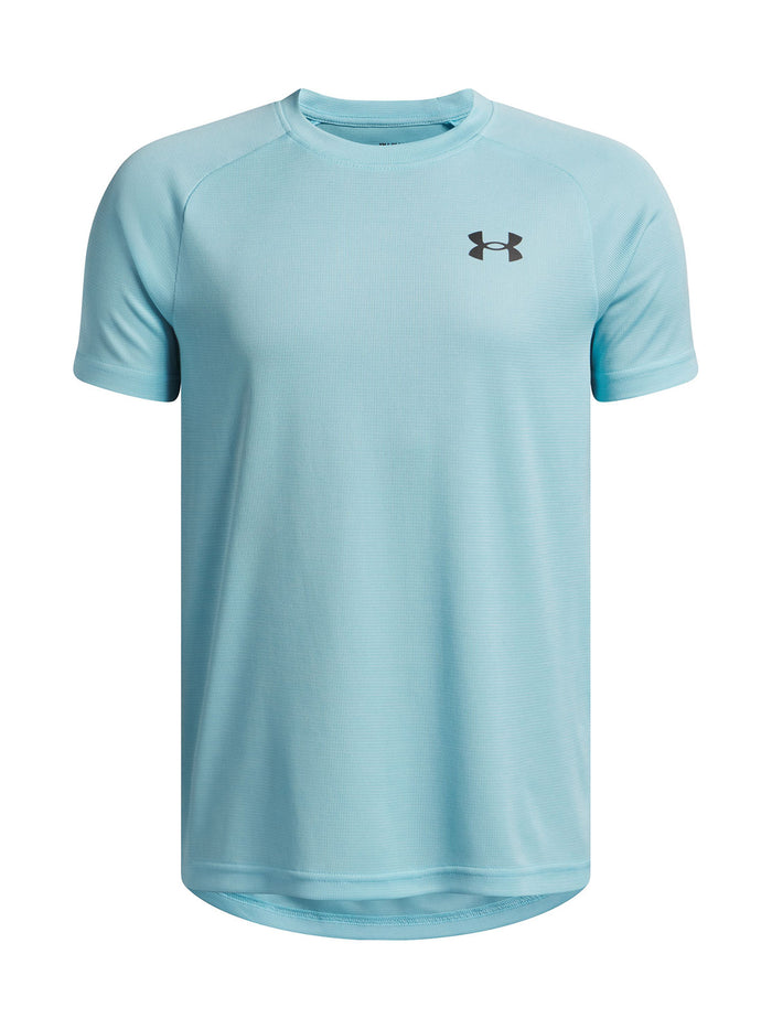 UA Tech Textured Polera Manga Corta azul para niño