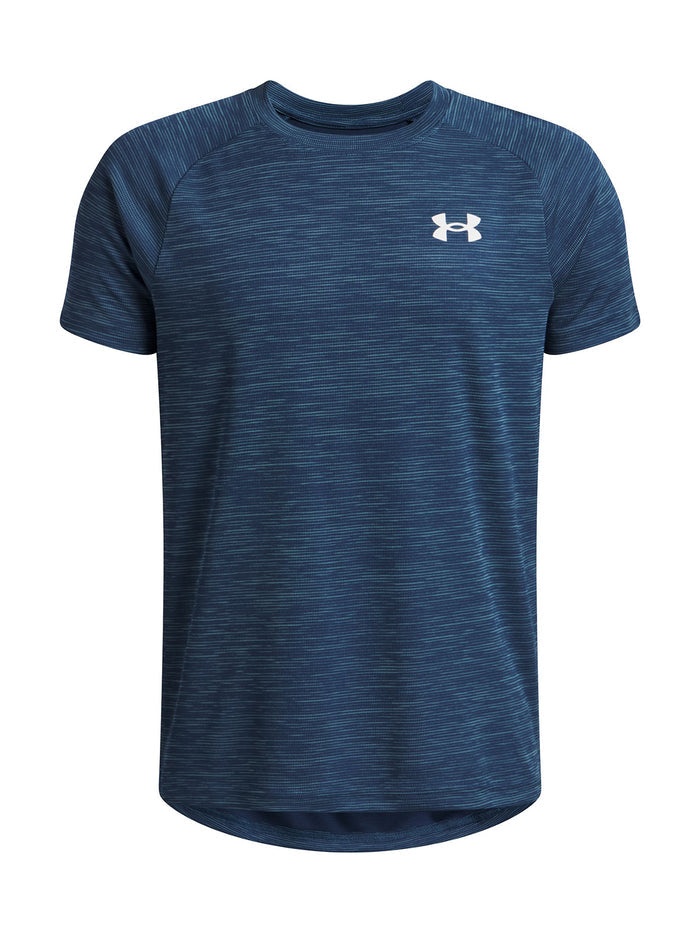 UA Tech Textured Polera Manga Corta azul para niño