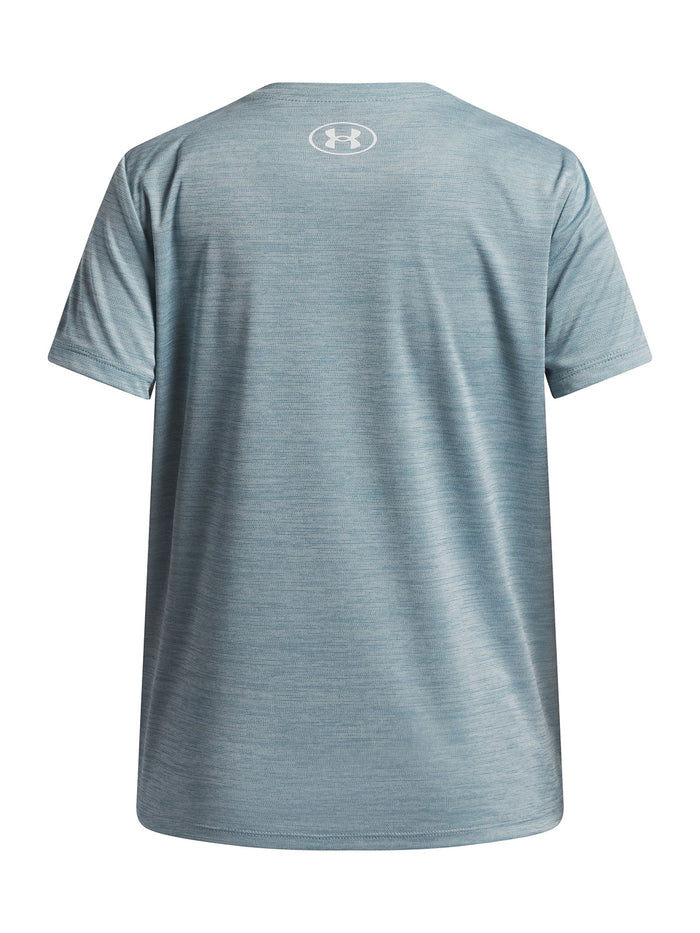 UA Tech Twist Wordmark Logo SS Polera Manga Corta azul para niña
