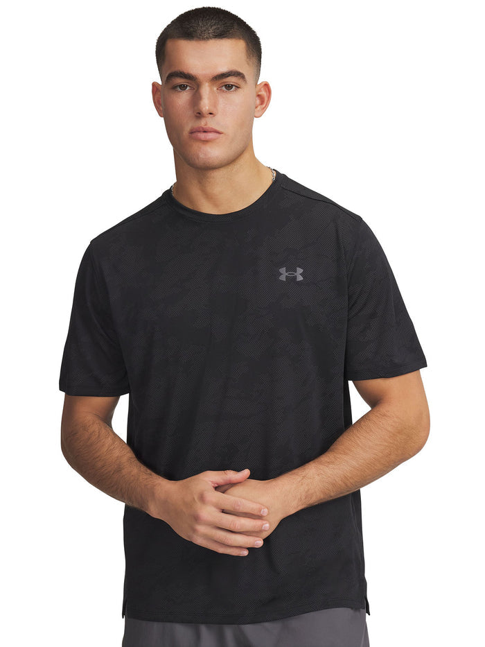 UA Tech Vent Jacquard Polera Manga Corta negro para hombre