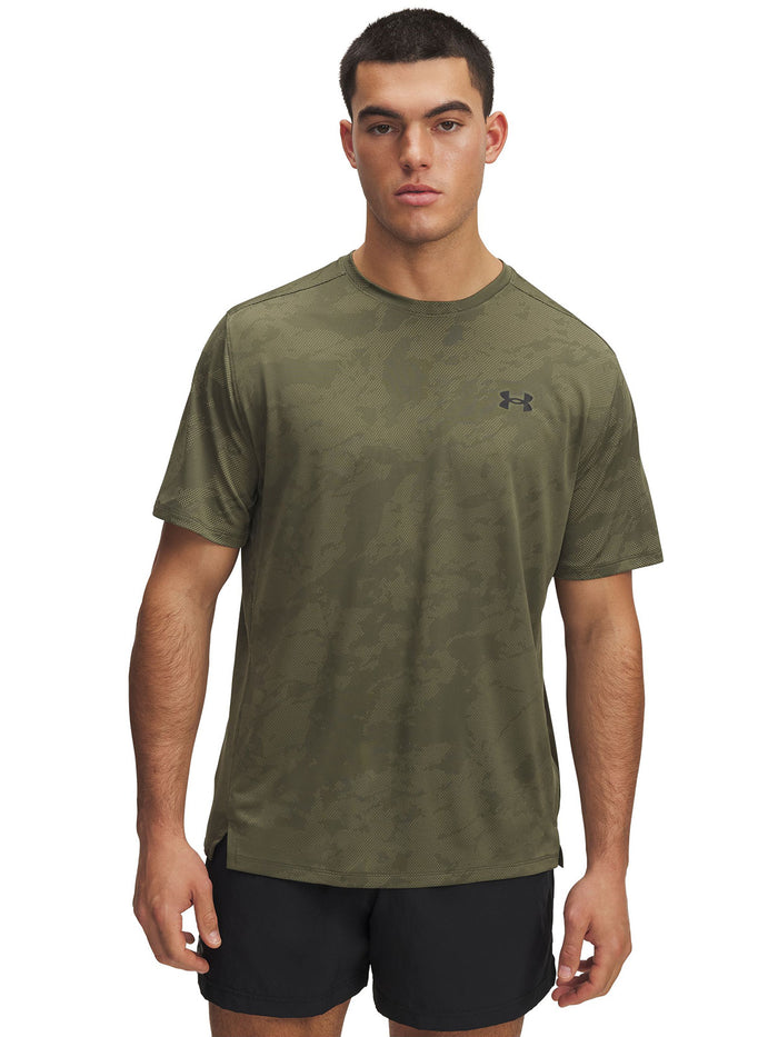 UA Tech Vent Jacquard Polera Manga Corta verde para hombre