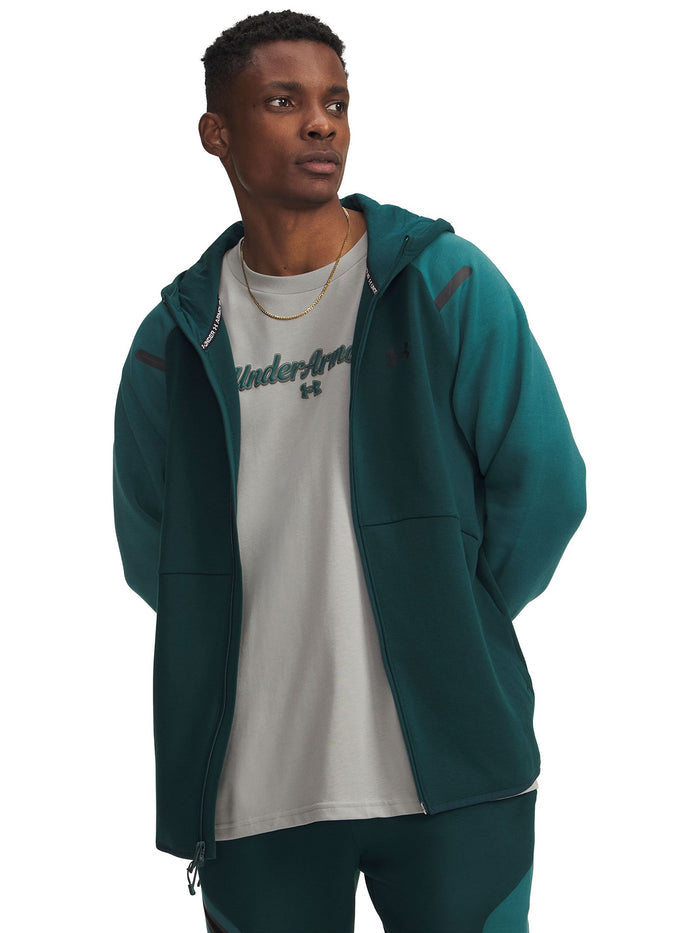 UA Unstoppable Fleece Full Zip Poleron verde para hombre