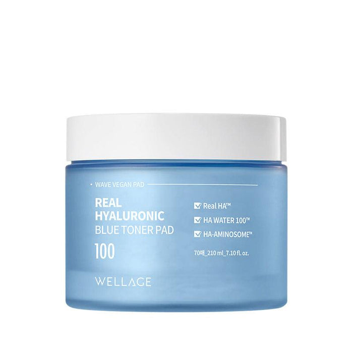 [WELLAGE] Real Hyaluronic Blue Toner Pad 210ml 70EA - Ballagrio