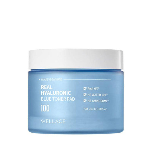 [WELLAGE] Real Hyaluronic Blue Toner Pad 210ml 70EA - Ballagrio