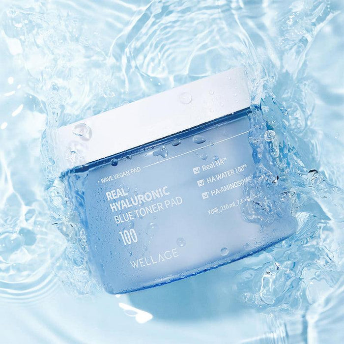 [WELLAGE] Real Hyaluronic Blue Toner Pad 210ml 70EA - Ballagrio